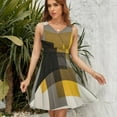 thumbnail image 7 of Beige And Black And Yellow Squares Sleeveless Dress Women Summer Evening Dresses Ladies Sundress, 7 of 7