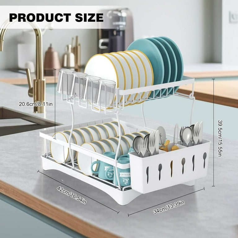 WERSEON White Dish Racks for Counter Stainless Steel Dish Drying Rack with Drip Tray Utensil Holder Kitchen Drying Rack for Dishes Walmart