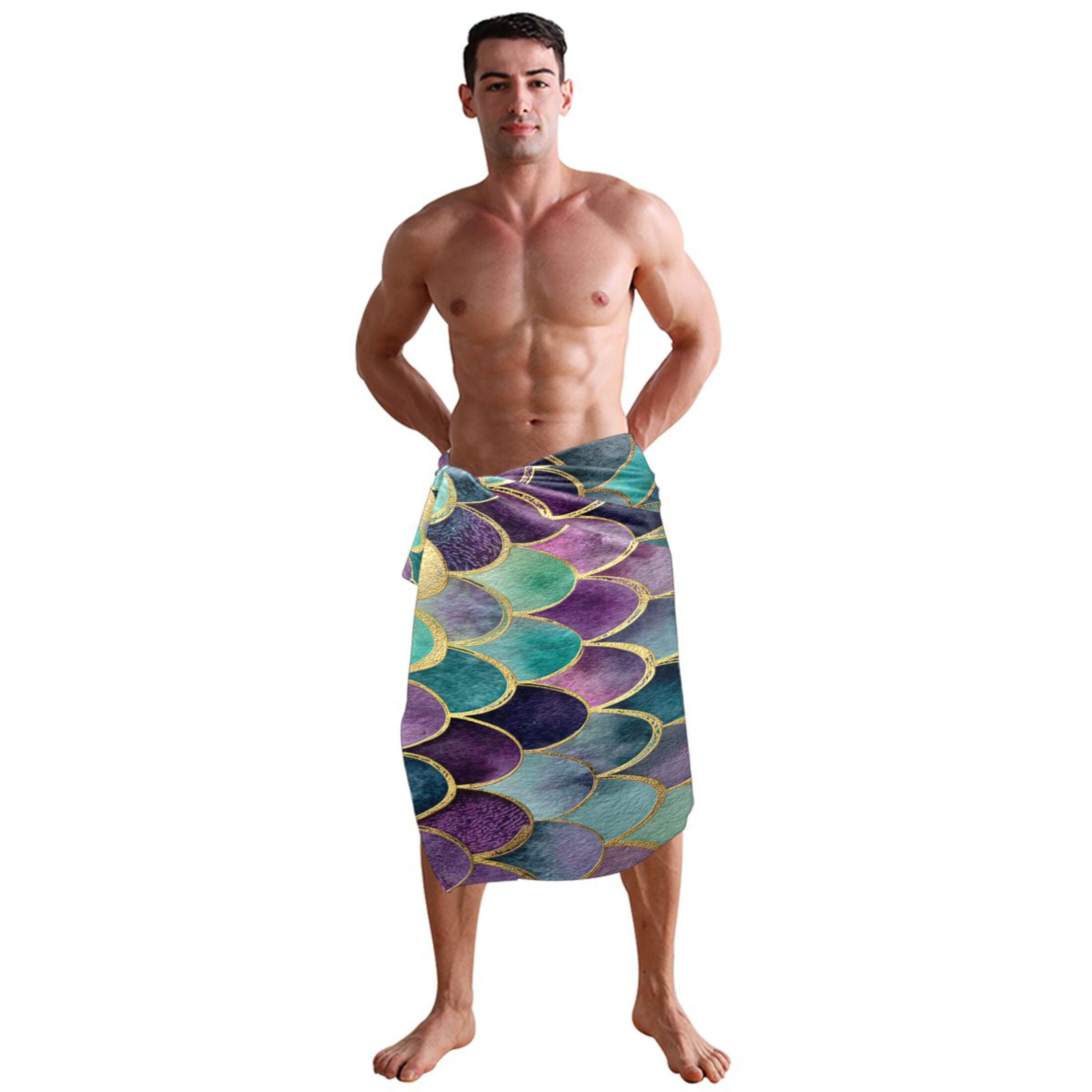 Qxltty Mermaid Scales Extra Large Bath Towel 32"x64" Super Soft Highly Absorbent Quick Dry Shower Towel for Hotel Bathroom Guest Spa Gym