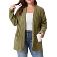 thumbnail image 3 of Cueply Women's Plus Size Open Front Cardigan Long Sleeve Ribbed Knit Lightweight Sweater Casual Outerwear with Pockets 1X-4X, 3 of 7