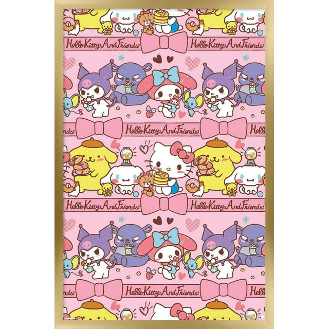 Hello Kitty and Friends: 25 Snack Time - Collage Wall Poster, 14.725" x 22.375" Framed
