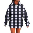 thumbnail image 2 of EchfiProm Womens Pullover Sweatshirts Oversized Plaid Hoodies with Pockets Hooded Blue Cute Long Sleeve Tunic Tops for Womem, 2 of 3