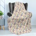 thumbnail image 4 of Striped Soft Flannel Fleece Blanket, Diagonal Simple Lines with Round Edges Abstract Geometrical Retro Style, Cozy Plush for Indoor and Outdoor Use, 60" x 80", Dark Blue Coral Yellow, by Ambesonne, 4 of 5