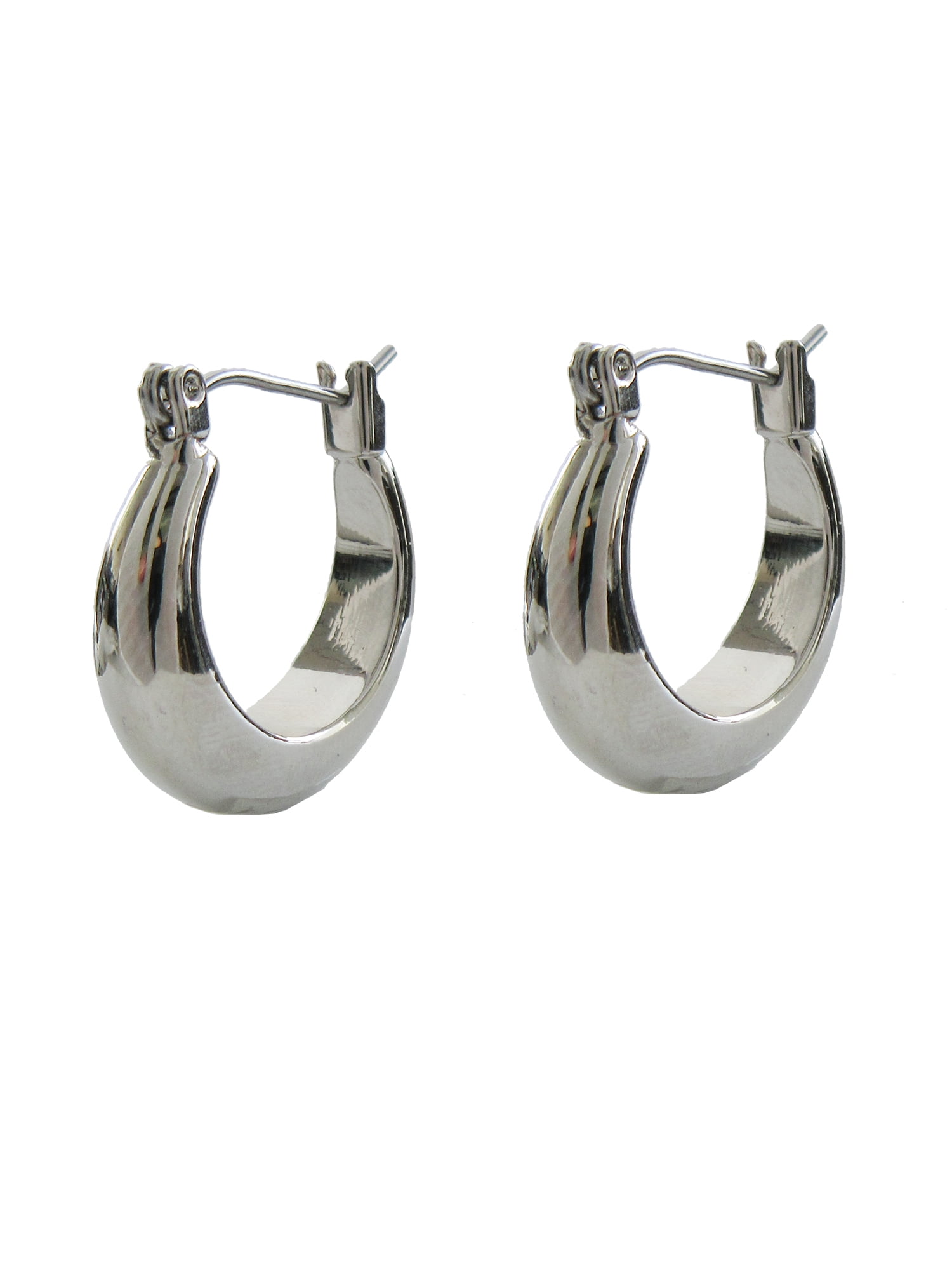 Time and Tru Women's Silver Plated Click-on Hoop Earring, 1 Pair