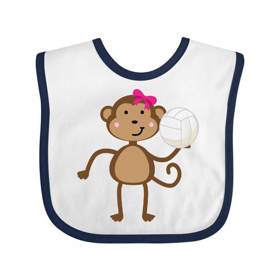 Inktastic Cute Volleyball Girl Monkey Girls Baby Bib