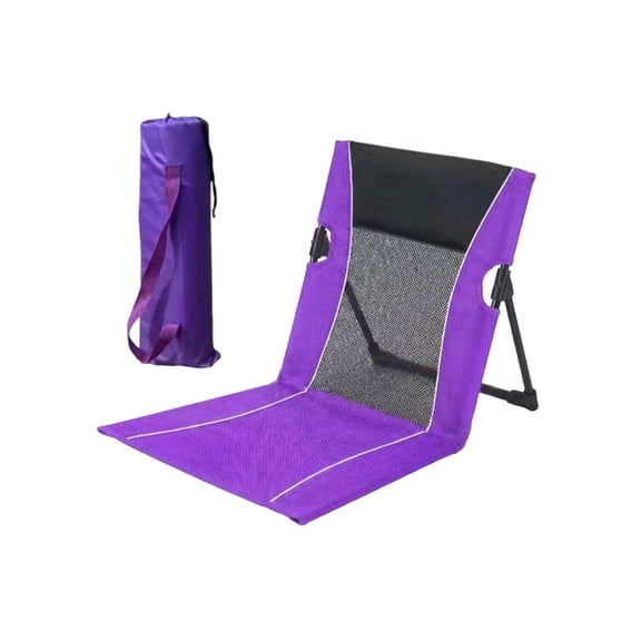 Folding Beach Chair Mat with Backrest Portable Lightweight Outdoor Seat with Carry Bag Breathable Mesh Seat for Picnic Beach Garden Camping Purple