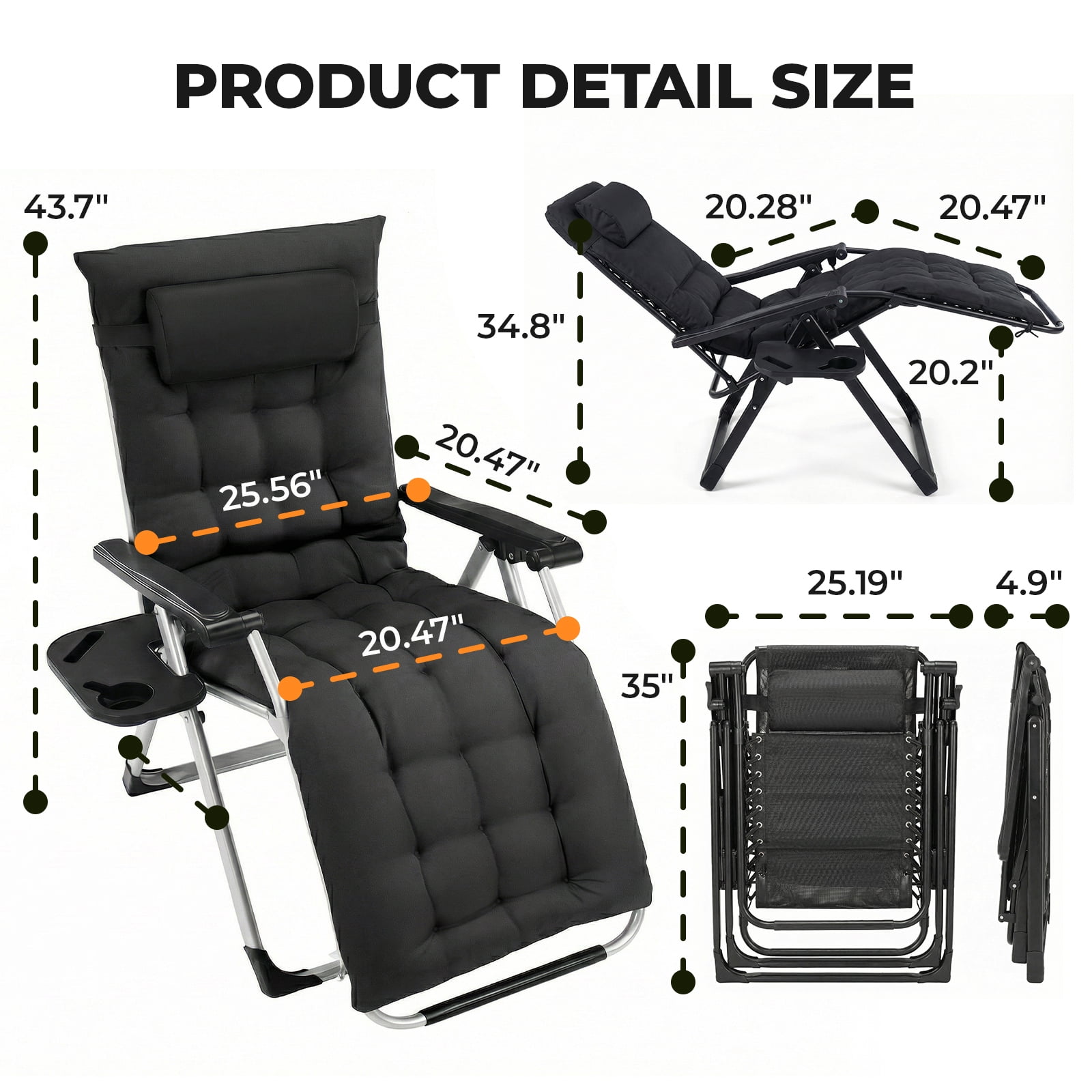 Alvantor Portable Zero Gravity Chair with Ergonomic Design and 440 lbs Capacity