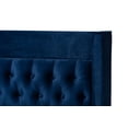 thumbnail image 5 of Baxton Studio Valery Modern and Contemporary Navy Blue Velvet Fabric Upholstered King Size Platform Bed with Gold-Finished Legs, 5 of 9