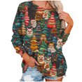 thumbnail image 5 of jjayotai Christmas Tops for Women, 3D Santa Print Long Sleeve Fall Shirts Novelty Funny Tunic Sweatshirt Cute Crewneck Blouses Tshirt Green XXL, 5 of 7