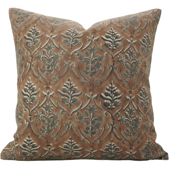 Hand block print Thick linen pillow cover by Fabdivine, boho home décor, 12"X20", Vishal Pushp