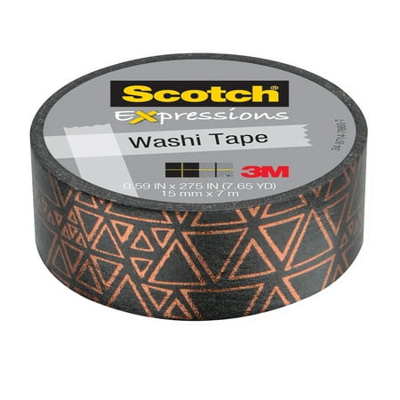 UPC: 0076308873745 | 3M Expressions Washi Tape .59 x 275 Black & Copper Foil Triangles