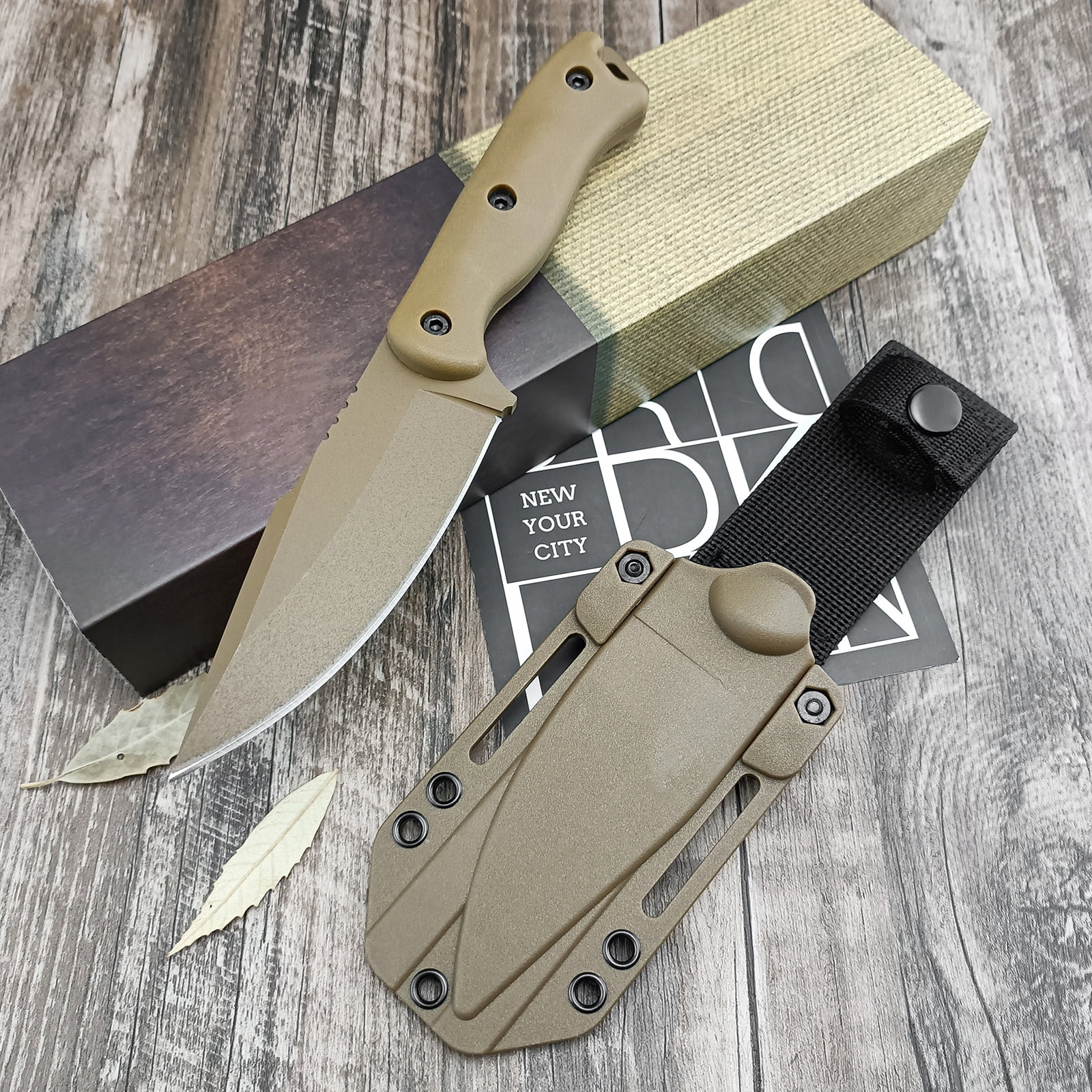 9.3 In Fixed Blade Knife, Full Tang Survival Knife with Sheath, Camping and Bushcraft Knife