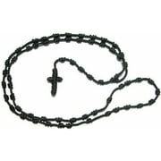 R. Heaven Black Knotted Cord Rope Rosary Beads Large and Strong