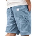 thumbnail image 3 of Corduroy Pants Men Drawstring Waisted Lounge Short Fashion Classic Fit Casual Vintage Bermuda Short Solid Color Corduroy Resort Wear with Pockets,Blue 3XL, 3 of 4