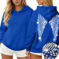 thumbnail image 4 of Textilo Women's Sequin Angel Wings Hoodie Sparkly Wing Print Long Sleeve Pullover Hooded Hoodie Casual Fashion Y2k Trendy Baggy Sweat Shirt,Royal Blue M, 4 of 5