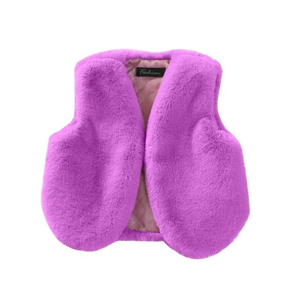Busydd Girls Vest 1-10 Years Warm Fleece Fuzzy Girls Winter Coat Solid Color Sleeveless Little Girls Clothes Winter Thermal Baby Girl Clothes 4-5 Years