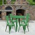 thumbnail image 2 of Flash Furniture Dalton Commercial Grade 30" Round Green Metal Indoor-Outdoor Table Set with 4 Cafe Chairs, 2 of 5