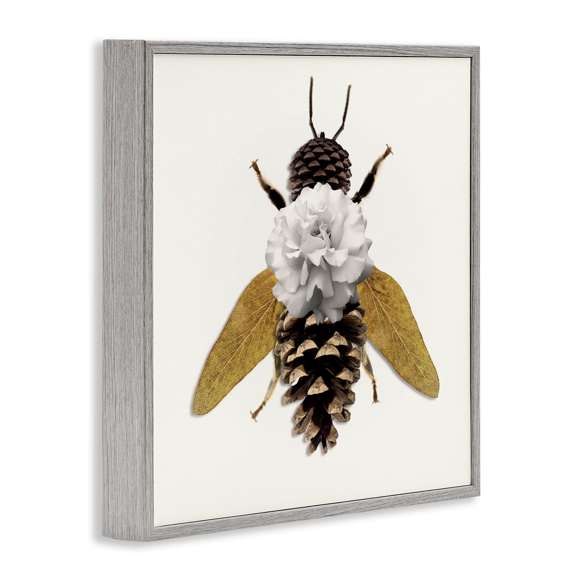 Nature Constructed Bee Gray Framed Giclee Art, design by Sasha