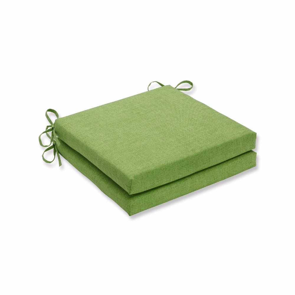 Set of 2 Lime Green Solid Square Outdoor Patio Seat Cushions 20
