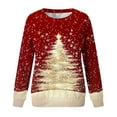 thumbnail image 5 of successthop Christmas Sweatshirts Women Light Tree Oversized Crewneck Long Sleeve Sweater Pullover Top Print Clothes Red, 5 of 6