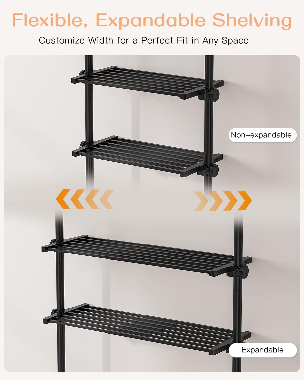 Adjustable Over The Toilet Storage Shelf, 4-Tier Ample Over Toilet Bathroom Organizer and Storage,Tension Mounted Above Toilet Storage Cabinet for Versatility, Fits 64-113 Inch Heights, White
