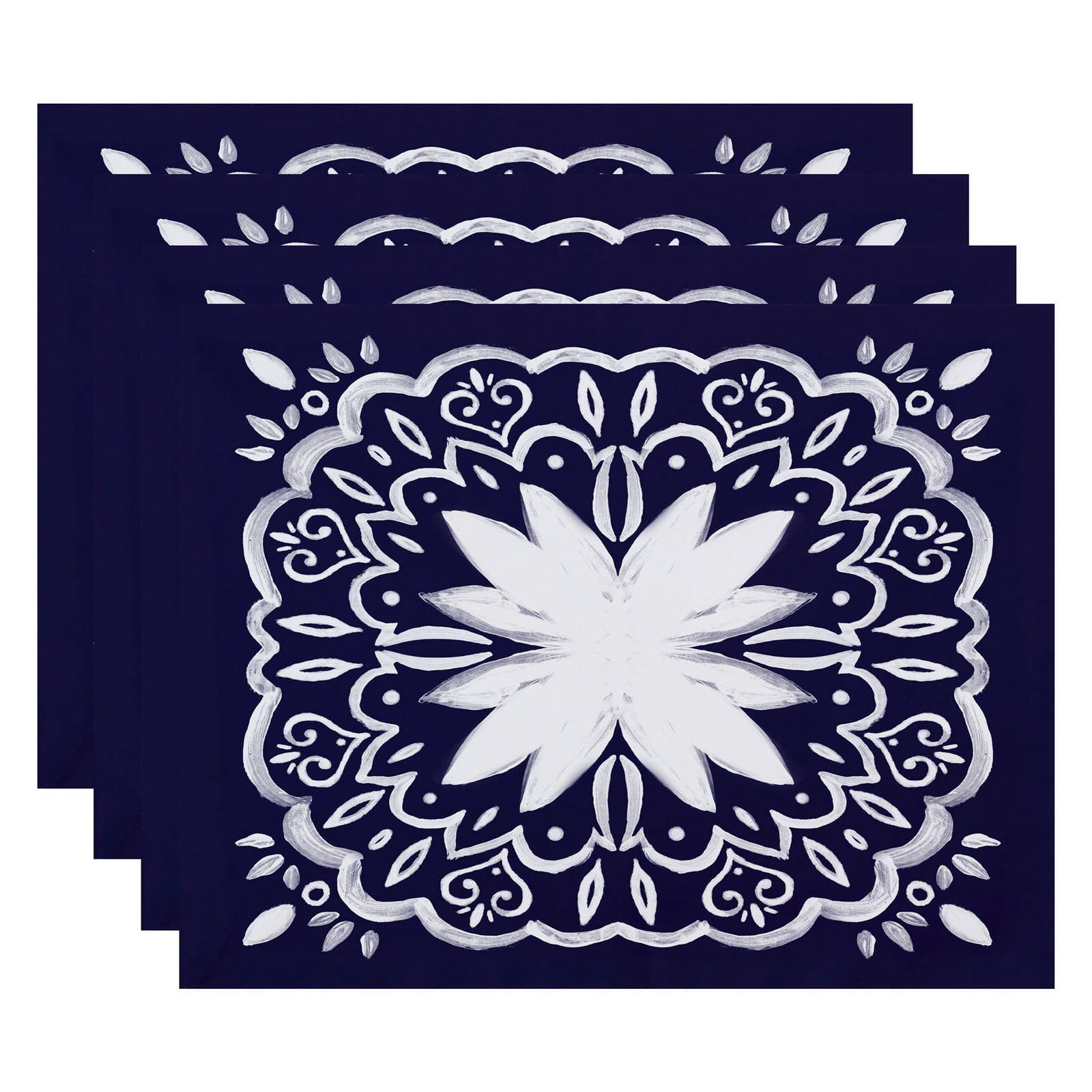 Simply Daisy, 18 x 14 inch, Cuban Tile 1, Geometric Print Placemat (Set of 4), Purple