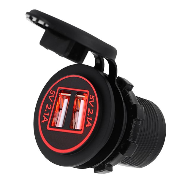 12V Car USB Socket Cargador de encendedor de cigarrillos Puerto doble Enchufe doble Puerto Adaptador de corriente Encendedor de cigarrillos Cargador USB Mini Flush Fit Adaptador de automóvil Compatibl Muyoka Autos