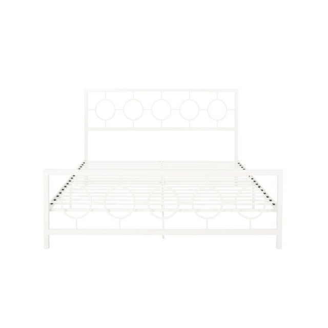 Francoise Modern Iron King Bed Frame, White