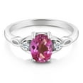 thumbnail image 2 of Gem Stone King 925 Sterling Silver Pink Mystic Topaz and White Topaz 3-Stone Rings for Women (1.38 Cttw, Gemstone, Oval 8X6MM, Available in Size 5, 6, 7, 8, 9), 2 of 4