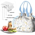 thumbnail image 4 of Pioneer Flower Floral Print Pattern Drawstring Lunch Bag Women - Drawstring Lunch Bag Insulated for Work Office - Stain-Resistant Large Lunchbags for Women with Multi-Pockets, 4 of 6
