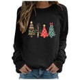thumbnail image 4 of VBARHMQRT Sweat à Capuche pour Femmes Manches Longues Col Rond Imprimé de Noël Léger, 4 of 5