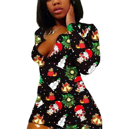 

Ma&Baby Womens Christmas Long Sleeve Jumpsuit Bodysuit Bodycon Pajamas Playsuit Rompers