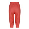 thumbnail image 6 of SELONE Orange Capri Pants with Pockets Mid Waist Plus Size Lounge Pants Elastic Waist Trouser Pants Casual Beach Pants Drawstring Solid Tapered Lightweight Comfortable XL Breathable Summer Clothes, 6 of 7