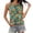 Z1-Green Tank Tops, variant on Women's Crew Neck Hollow Sleeveless Blouse, Navy Blue Base White Vines Leaf Print Loose Fit Everyday & Holiday Vest