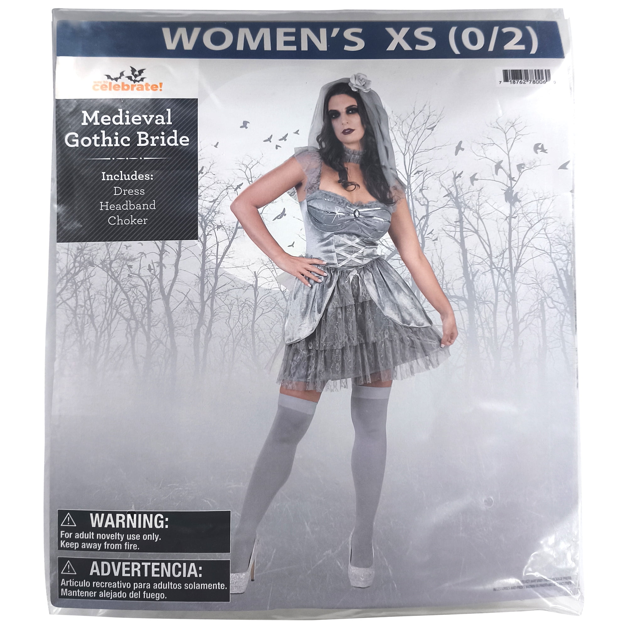 Medieval Gothic Bride Halloween Costume for Adults, Women's Size XS (0/2), by Way to Celebrate