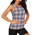 thumbnail image 2 of Sigee Purple Floral Gingham Check Plaid for Women's Workout Tank Top,Running Tank Tops,Sleeveless Gym ClothesMedium, 2 of 8