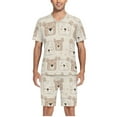 thumbnail image 5 of joogoo Men's Pajama Set Face Of Bears V-Neck Pj Shorts Set 2 Piece Loungewear Sleepwear L, 5 of 7