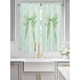 thumbnail image 2 of Green Bow Living Room Curtains 2 Panel, Cute Bowknot Minimalist Solid Color Cafe Window Treatment, Extra Long Farmhouse Bedroom Bathroom Kitchen Curtains Drapes 104"x72", 2 of 6