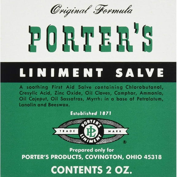 Porter’s Original Formula Liniment Salve First Aid Ointment, Soothing Skin Protectant, 2 oz Tin (Pack of 2)