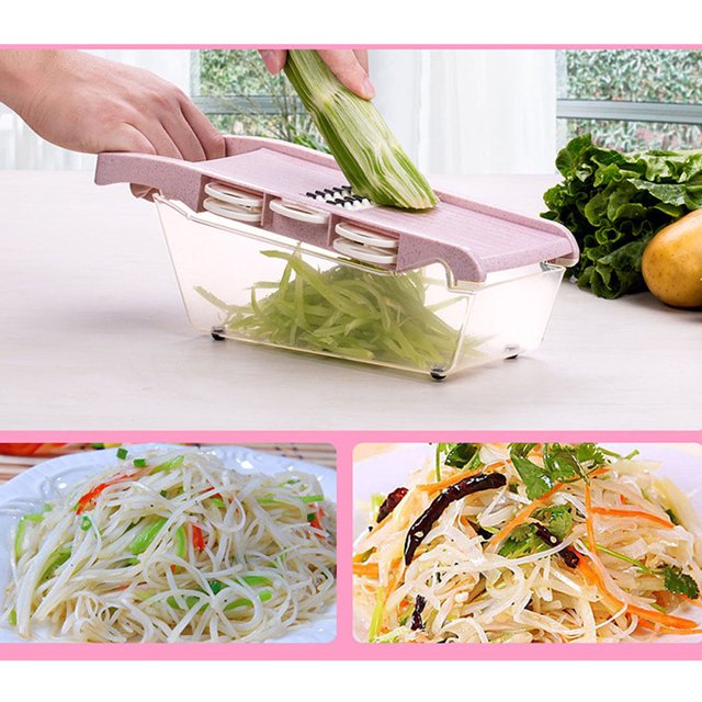 ADDHAT De Y Chopper Rosa Para Cortar Verduras Con Cuchillas Seguras
