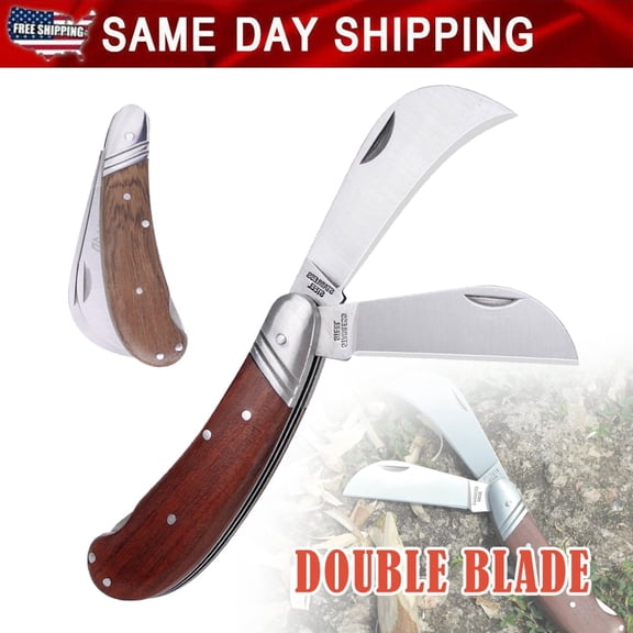 Linsen-outdoors Double Blade Pruning & Grafting Knife For Garden Folding Budding Multi-Cutting MultiCutting Weeding Tool