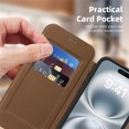 thumbnail image 7 of TECH CIRCLE For iPhone 16 Plus Flip Wallet Phone Case 6.7" 2024 Release with 3 Card Slots, RFID Blocking, Compatible with MagSafe, Magnetic Closure, PU Leather Protective Lightweight Cover, Coffee, 7 of 7