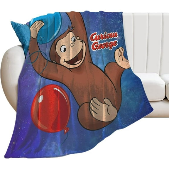 Curious George Throw Blanket Super Soft Flannel Fleece Blanket Lightweight Fluffy Plush Bed Blankets for Bedding Sofa and Travel 50"*60"（130*150cm）
