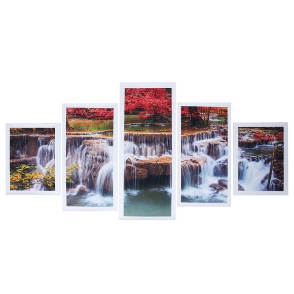 5PCS Frameless Canvas Waterfall Painting Wall Art Picture for Living Room Home Decor