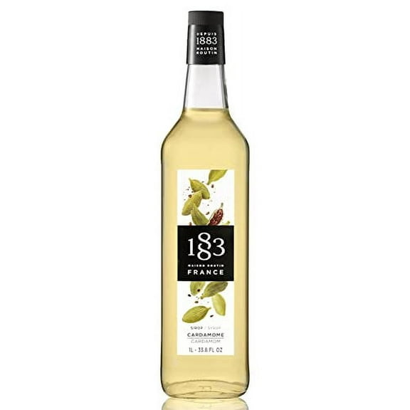 1883 Cardamom Syrup - Flavored Syrup for Hot & Iced Beverages, Spiced Flavor - Gluten-Free, Vegan, Non-GMO, Kosher, Preservative-Free, Made in France | Glass Bottle 1 Liter (33.8 Fl Oz)