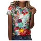 thumbnail image 2 of Pntutb moda mujer cuello redondo impresión camisa camisetas manga corta verano camiseta tops blusa Pntutb Pntutb-4568, 2 of 5