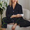 thumbnail image 6 of Lsque Modern Hexagonal Neon Grid Pattern Long Sleeve Pajama Set for Women - Soft 2-Piece Sleepwear and Loungewear Set with Pockets, Comfy Nightwear-Small, 6 of 7