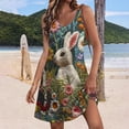 thumbnail image 2 of Vestido de Verano Casual sin Mangas Largo, Color Sólido Mezcla de Lino de Algodón para la Moda de las Mujeres, 2 of 5