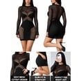thumbnail image 2 of Women’s Sheer Mesh Bodycon Mini Dress, Long Sleeve Fishnet Cutout Party Club Dress, 2 of 5