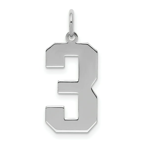 Sterling Silver Polished Number 3 Charm Pendant